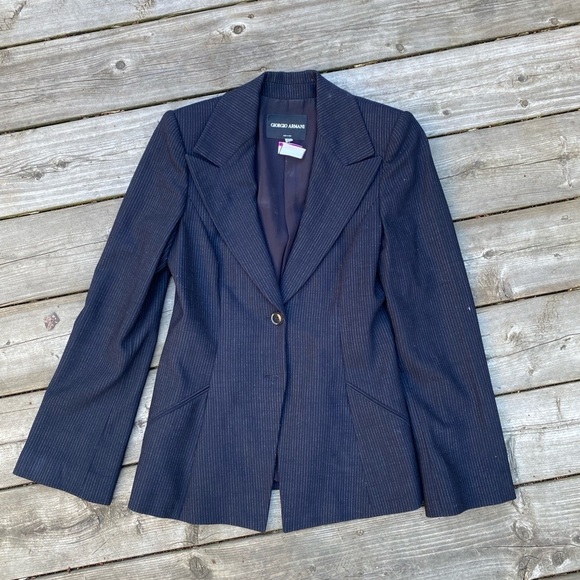 Vintage Giorgio Armani Striped Blazer Jacket Size 36 - Picture 9 of 9
